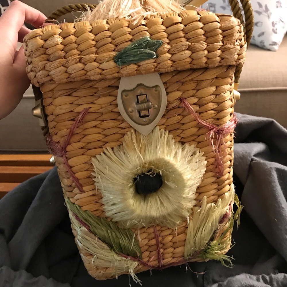 Vintage Wicker basket purse, authentic